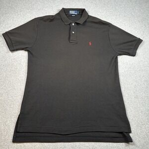Vintage Polo Ralph Lauren Black Red Pony Cotton Polo Shirt Mens Medium Y2K